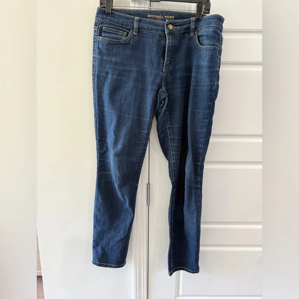 Michael Kors Dark Blue Skinny Denim Jeans 6 Soft Mid-Rise Minimalist
